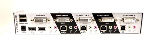 LINDY KVM 4 Port Switch Pro 39331 DVI-I Dual Link USB Audio 4 Port Apple Windows
