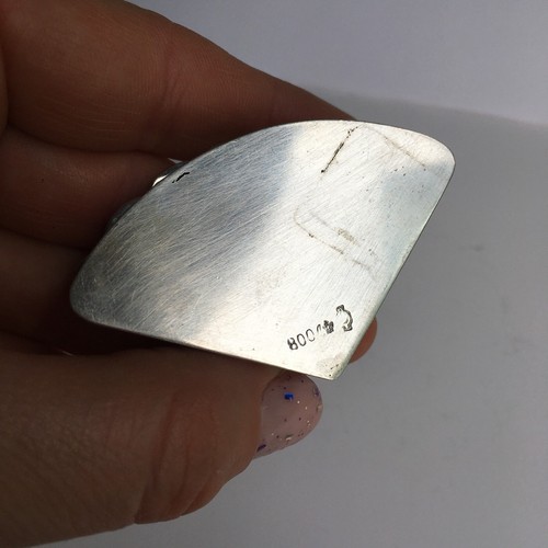 Antica Tedesca Tabacchiera Portapillole Argento 800 Ventaglio Rose 6x4cm 32gr - Foto 13 di 15