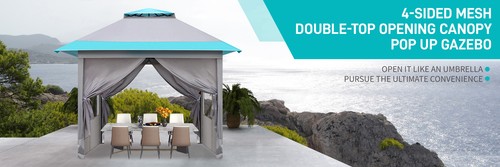 10' x 10' Outdoor Pop-up Canopy With 4 Sidewalls Blue & White - Picture 4 of 23