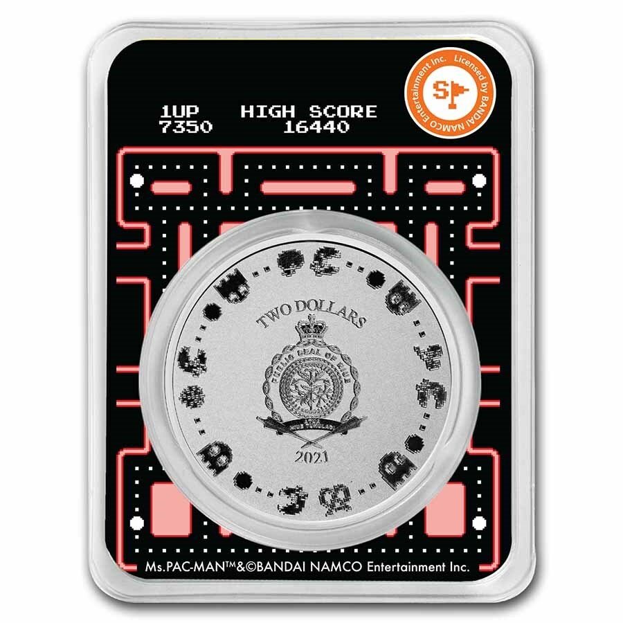 2021 Ms PAC-MAN 40th Anniversary Colorized 1 oz .999 Silver