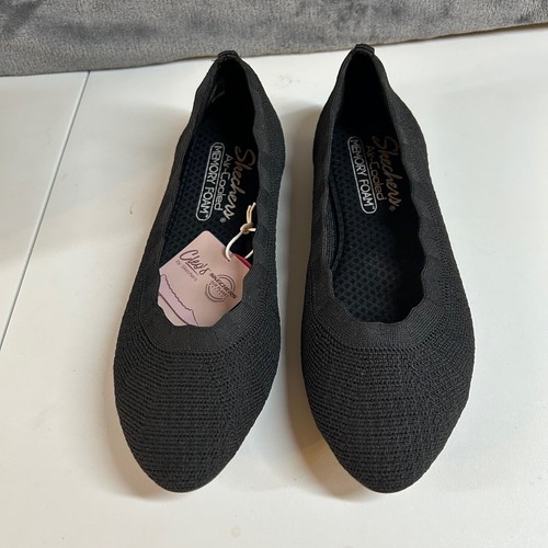Skechers Cleo Love Spell Ballet Flats Comfort Shoes Stretch Black Womens 6.5 New - Picture 3 of 14
