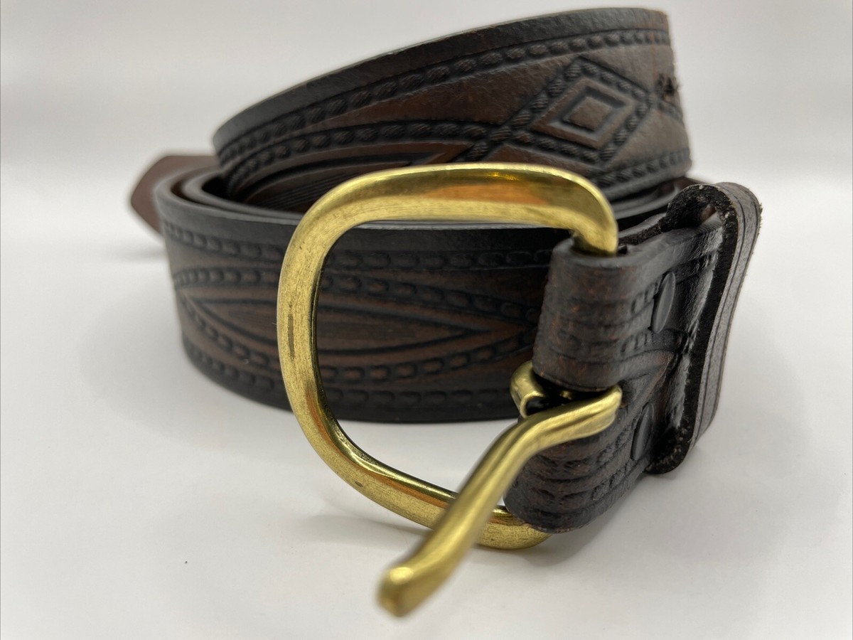 WRANGLER Sz 44 Dark Chocolate Brown Leather Western Belt 