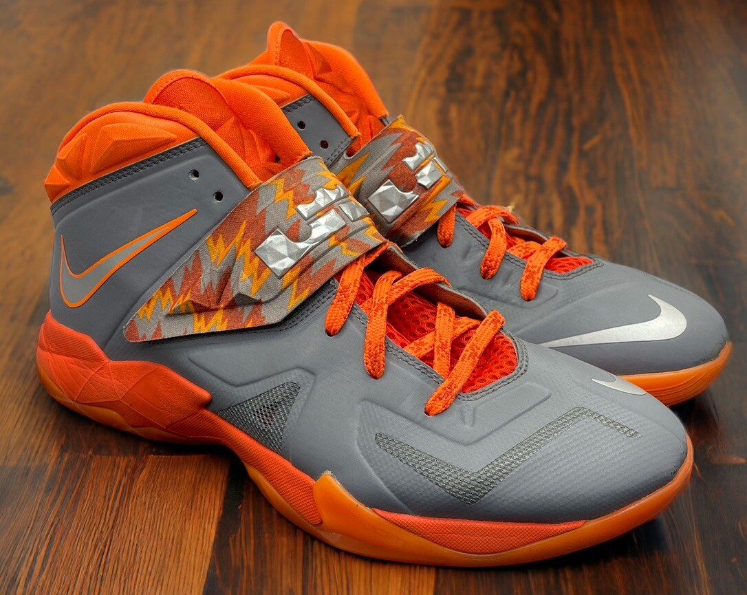 LeBron Nike Zoom Soldier Gray Orange NBA Basketball Shoes