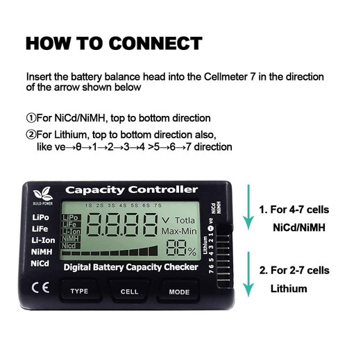 9IMOD RC CellMeter-7 Digital Comprobador de Capacidad de Batería LiPo LiFe Li-ion NiMH Nicd - Imagen 14 de 15