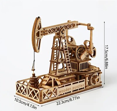 Bohrinsel Ölquelle mechanisch Bergbau Bergleute Holz 3D Kit Puzzle Zum Selbermachen 