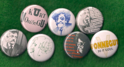 KURT VONNEGUT 1'' Pinback Pins Sci-Fi Author Cat's Cradle Slaughter House Five