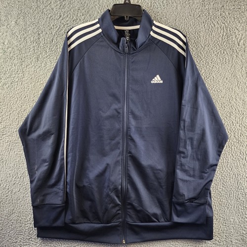 Adidas Plus Size 3-Stripe Tricot Track Jacket Women's 4X Navy Full Zip Closure - Picture 2 of 17