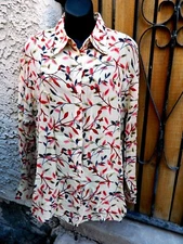 HALSTON LIFESTYLE BLOUSE RAYON BLEND FLORAL AUTUMN SZ L MULTICOLOR