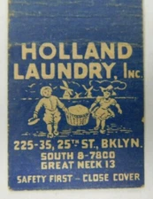 Holland Laundry Inc Dry Cleaning Vintage Matchbook Cover
