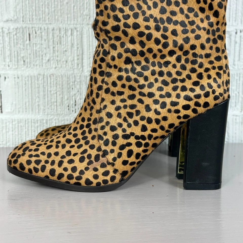 Diane фон Furstenberg Yvonne коричневый пони ботинки каблук размер 6 М животное молнии золото - Изображение 4 из 4