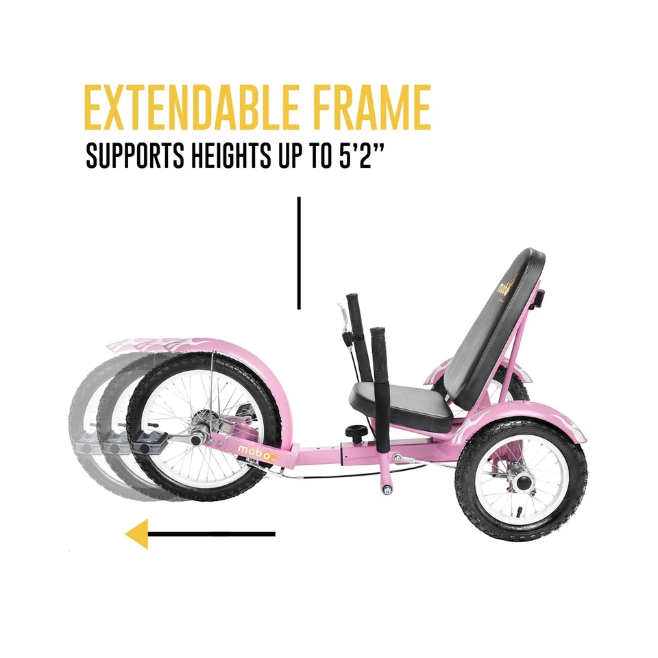 Mobo Triton Pedal Go Kart Trike. Kids 3-Wheel Bike. Youth Cruiser Tricycle Pink - Image 3 of 4