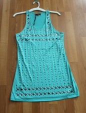 NEW Women's Sz M Metallic Studded Sky Blue Shift Dress Stretchy Sleeveless NWT
