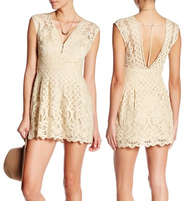 green emerald velvet dress Free People in Dreamland Mini Women's Dress Ivory : 6