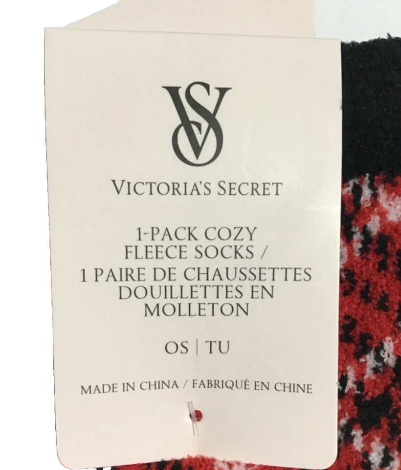 Victoria’s Secret Marshmallow Socks Red Plaid One Size Super Soft! NEW - Image 4 of 4