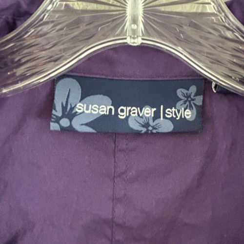 Susan Graver Button Tunic Shirt Womens M Purple Long Sleeve Split Hem Stretch - Picture 5 of 11