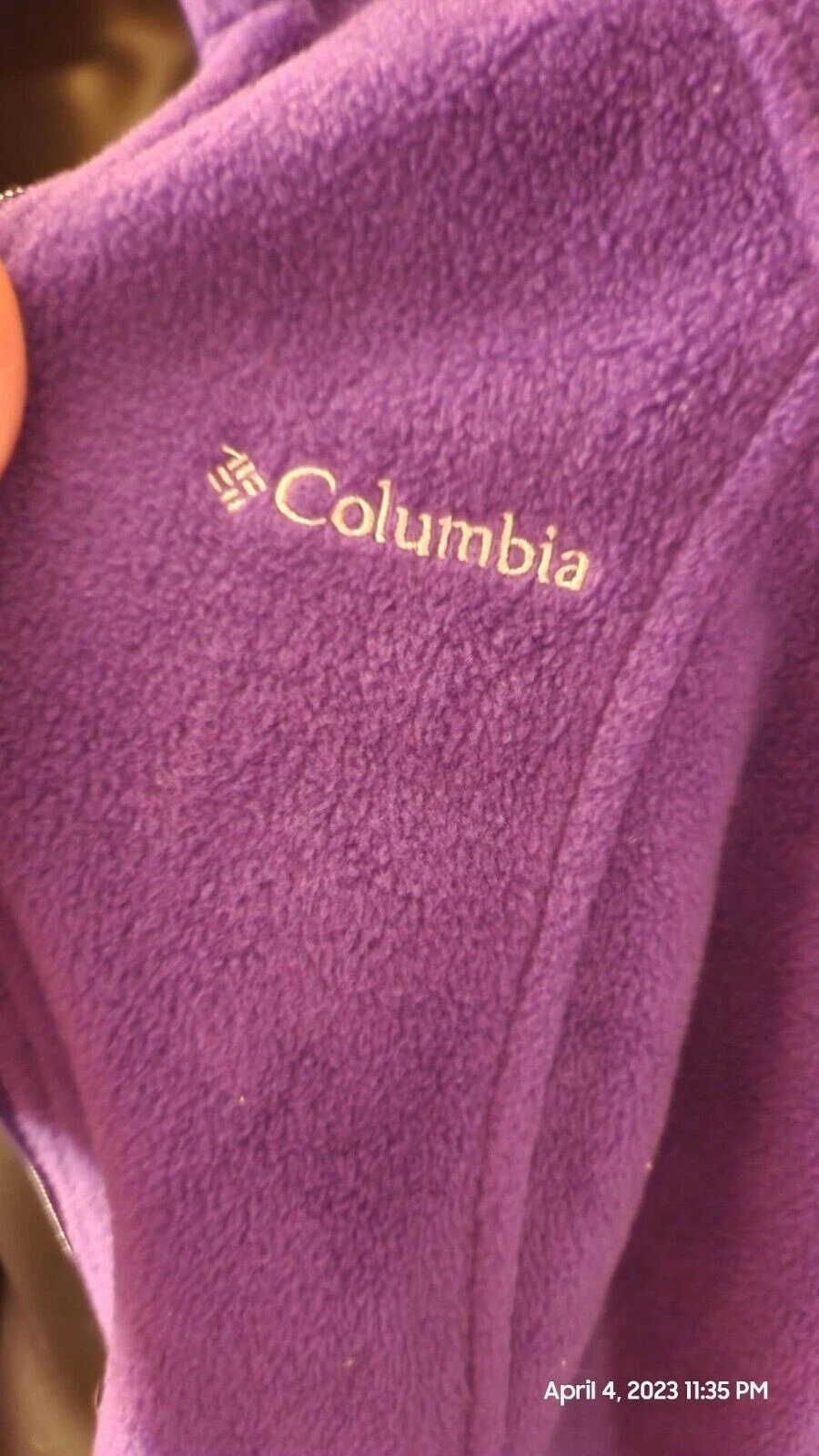 VETEMENTS Columbia Sportswear donna finto collo tartaruga zip cappuccio Xs giacca viola