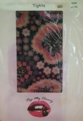 Vintage Pop My Cherry Psychedelic Floral Print Strumpfhose