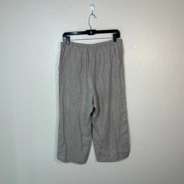 FLAX Linen Pants Womens Small Cropped Pull On Beige Laggenlook - Image 4 of 4