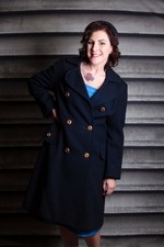 Vintage Navy Blue Gold Single Breast Coat By Stevens Forstmann 1950s 1960s