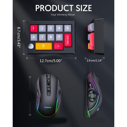 Ergonomic 13Key Numeric Keypad with Customizable Buttons Progammable Keyboard - Picture 8 of 11