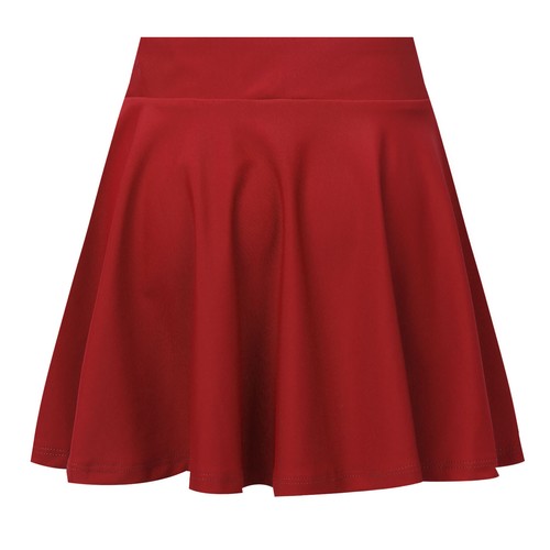 Kid Skater Skirt Girl Plain Knee Length A-line Stretchy Swing Tennis Skirt Dress - Picture 25 of 100