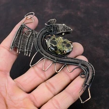 Turritella Agate Wire Wrapped Dragon Pendant Handcrafted Copper Dailywear 4.41"