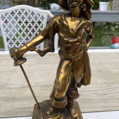 VINTAGE METAL/ BRONZE PIRATE/SWASHBUCKLER BUCCANEER STATUE BOOKEND 8" - Picture 3 of 10