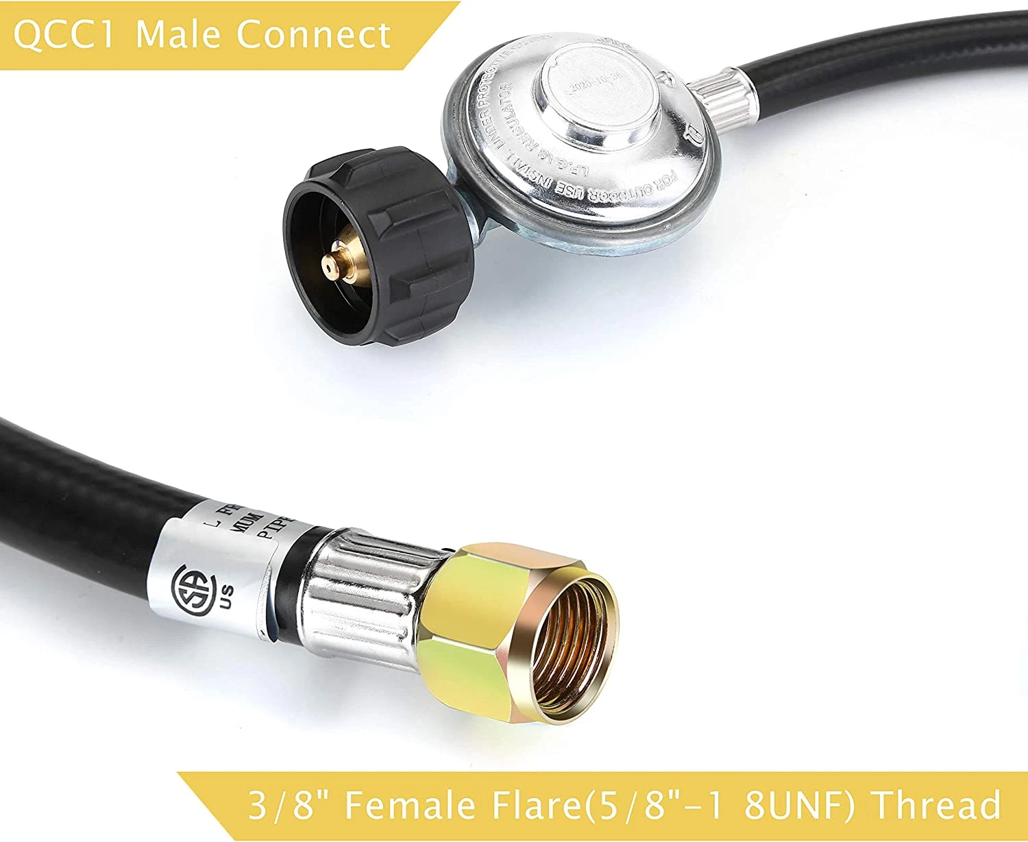 6FT Propane Gas Regulator Hose w/ Elbow Adapter For Blackstone 17" & 22" Griddle