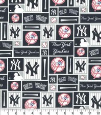 MLB NY YANKEES PATCH LOGO Baseball 100 Cotton Fabric 1/4 yd, 9" x 58"