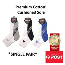Men's Quarter Length 3 Line Cushioned Sole Sports Socks in Black, Blue, Grey