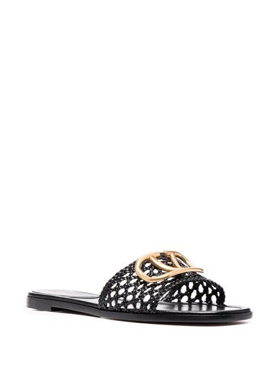 Valentino Garavani Vlogo Signature Slides Nero Flats Black