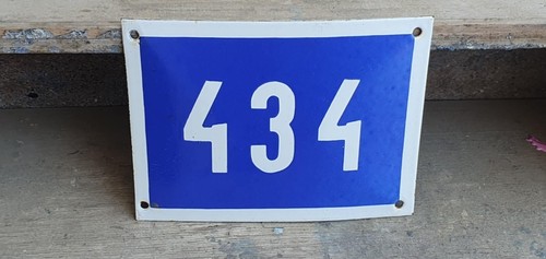 Genuine enamel porcelain house number 434 st. House sign #434 vintage ...
