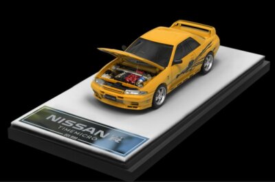 laboratory 1/64 NISSAN GTR32 YELLOWミニカー NISSAN Skyline GT-R (R32) - F&F - LA yellow burst - Time