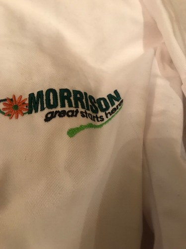 Cappotto uomo Fashion Inc nuovo Chef Works taglia large con ricamo logo Morrison - Foto 5 di 8