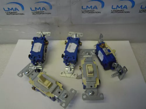 LOT OF 5 COOPER 1303V TOGGLE LIGHT SWITCH 15A 120V AC ALMOND GROUND EATON*NEW