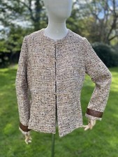 Fontana Couture Milano Boucle Brown Gold Jacket With Python Skin Trim Sz 48 L