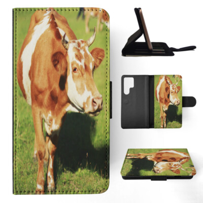 FLIP CASE FOR SAMSUNG GALAXY|BROWN COW FARM ANIMAL #1