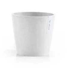 Ecopots Amsterdam Recycled Composite Planter w/ Water Reservoir, Pure White, 12"