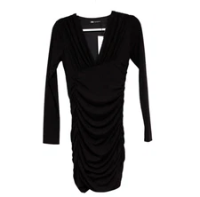 NWT Zara Bodycon Pencil Dress Size XS Black Cocktail Party Club Stretch Ruched