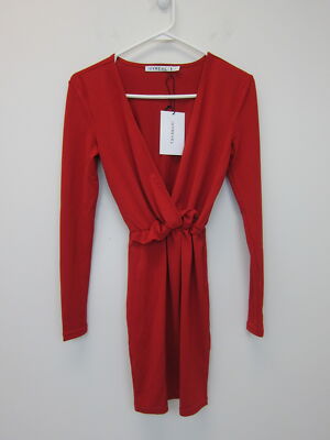 asos red dress long sleeve ASOS Long Sleeve High Neck Check Satin Midi Dress in Red
