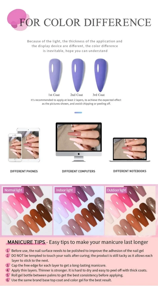 15ml Nagel Gel Verlängerung UV LED Acryl Lack Nagellack Poly-gel Rosa Nail Polit - Bild 3 von 4