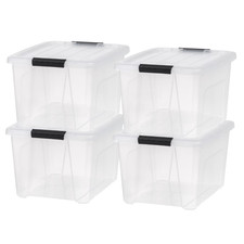 4 Pack -IRIS 32 Qt. Plastic Storage Bins w Lids, Stackable Storage Containers,