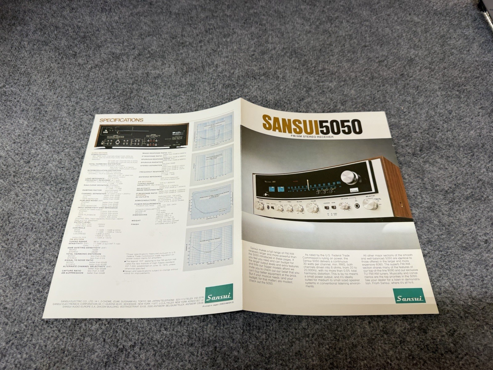 ⭐️ Original Sansui 5050 Stereo Receiver Dealer Sales Brochure - Beautiful!