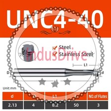 2P UNC4-40 CNC Carbide Thread Milling Cutter UNC4-40 3-Flute For Stainless Steel
