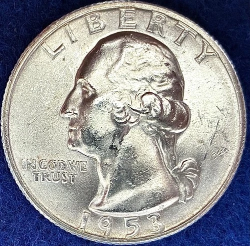 1953-D Washington Silver Quarter Nice Ch BU