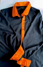 Barry Wang Mens Size Medium Silk Blend Button Up Club Dress Shirt