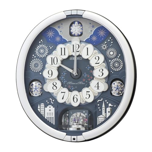 Seiko RE602S Musical Wall Clock Karakuri Analog Silver Modern Japan New
