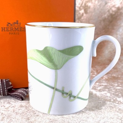 Hermes Paris Becher Tasse Nil Nil Goldrand Porzellan Geschirr mit Etui