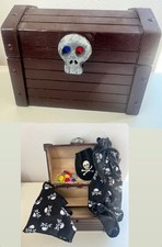 Melissa  Doug: Wooden Pirate Chest, Jewels Coins, Loot Bag, 2 Skull Bandana