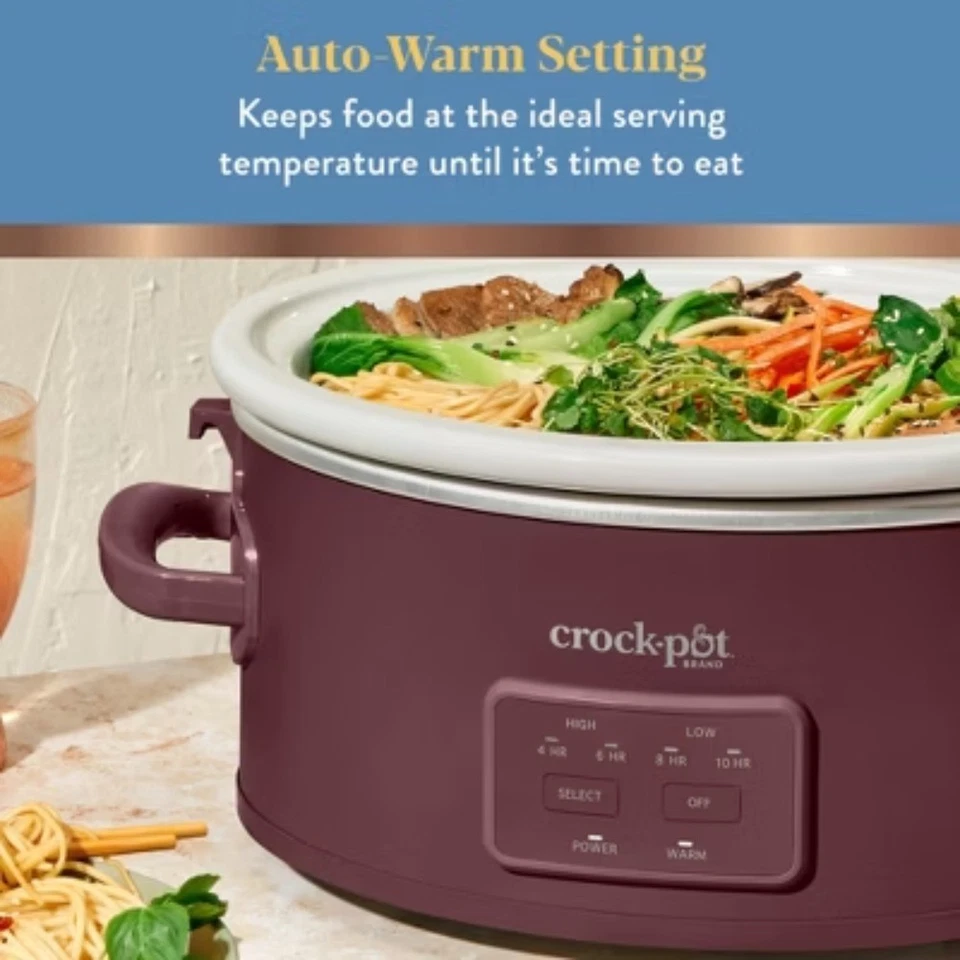 Panela lenta Crock-Pot 6 qt Cook & Carry - Programável, 3 configurações, vermelha - Imagem 4 de 4